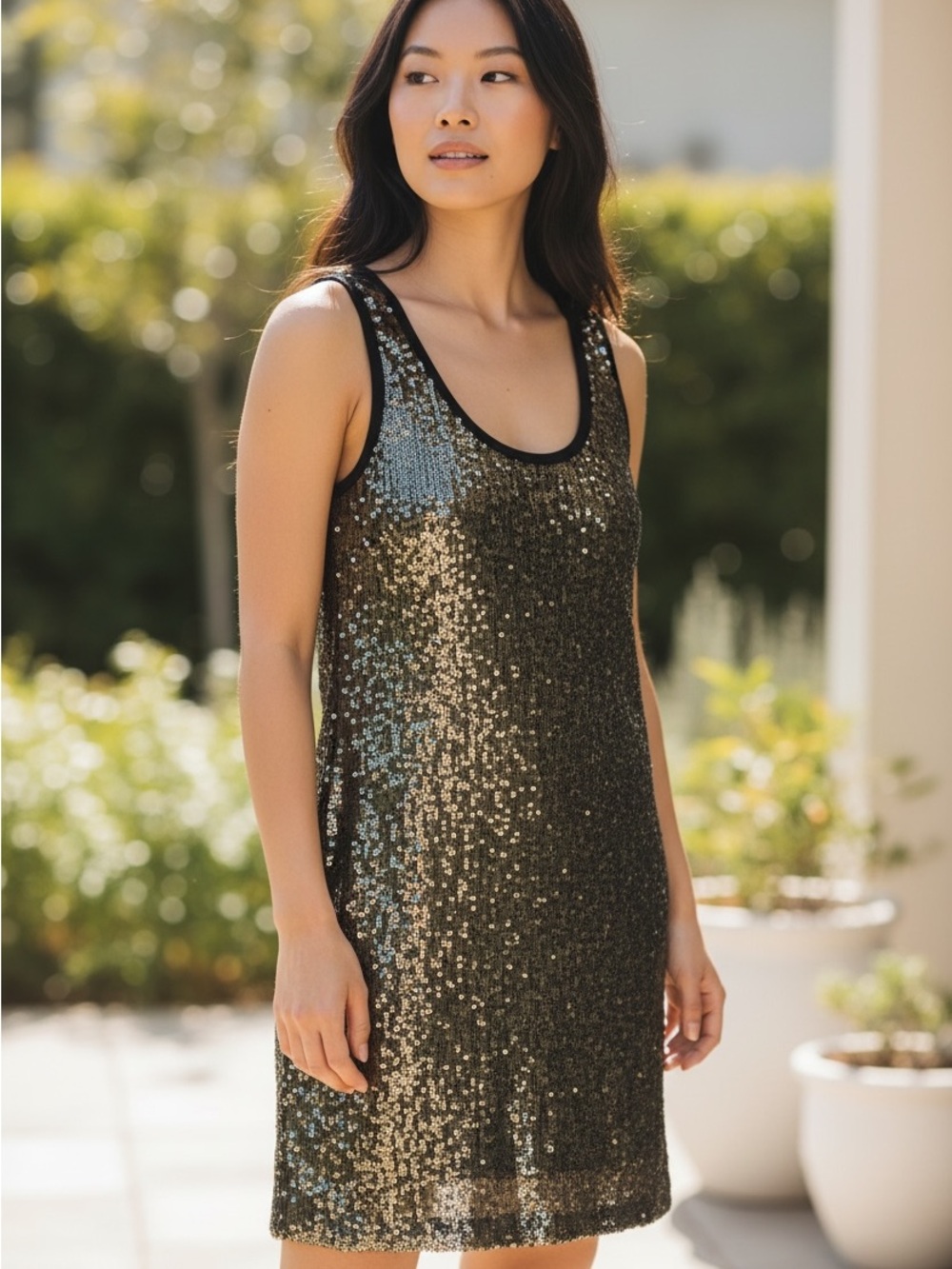 Rosa Clara Olive Sequin Mini Dress